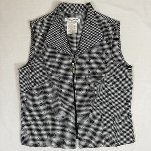 Miss Dorby Vintage Black White Check Embroidered Women's Sz 10p Sleeveless‎ Vest